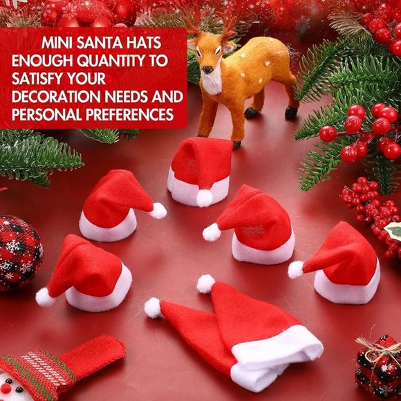 NEW Set Of 10-Pieces Christmas Hat Bottle Cutlery Holders - Picture 3 of 9